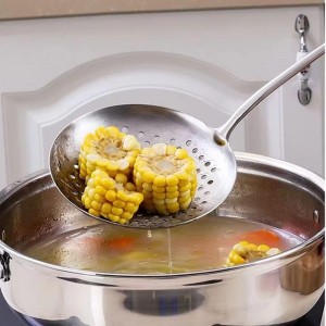 Skimmer Stainless Steel Large Slotted Spoon Colander Strainer Ladle for Cooking Heat Proof Hollow Handle Serving Utensil 14.96 inches