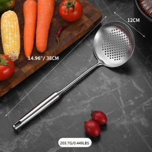 Skimmer Stainless Steel Large Slotted Spoon Colander Strainer Ladle for Cooking Heat Proof Hollow Handle Serving Utensil 14.96 inches