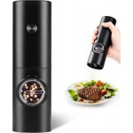 Electric Pepper Grinder or Salt Mill, Battery Powered Automatic Pepper Mill, Ceramic Grinder with Adjustable Coarseness, LED Light, One Hand Operation (1 pack)