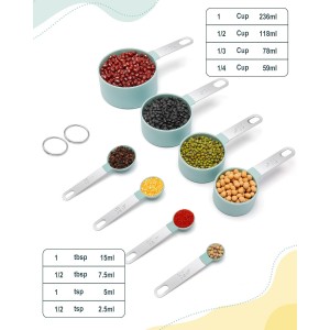 Measuring Cups and Spoons Set of 8 Pieces, nesting measuring cups for Measuring Dry or Liquid Ingredients, Stainless Steel Handle, Kitchen Gadgets for Cooking & Baking