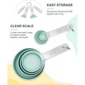 Measuring Cups and Spoons Set of 8 Pieces, nesting measuring cups for Measuring Dry or Liquid Ingredients, Stainless Steel Handle, Kitchen Gadgets for Cooking & Baking