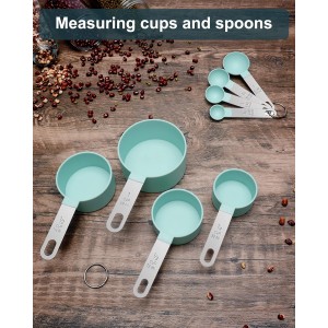 Measuring Cups and Spoons Set of 8 Pieces, nesting measuring cups for Measuring Dry or Liquid Ingredients, Stainless Steel Handle, Kitchen Gadgets for Cooking & Baking