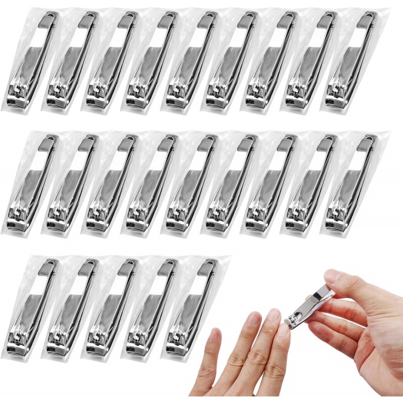 Individually Wrapped Nail Clippers Stainless Steel Fingernail Clippers Bulk, Sturdy Toenail Clippers Thick Nail Tip Cutter Trimmer for Homeless/Men and Women/Hotel 6.8cm X 1.2cm (Set of 50)