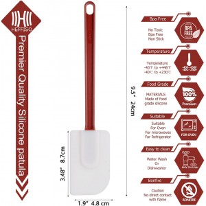 3 PCS Commercial Grade Heat Resistant Silicone Spatulas, 9.5-Inch Rubber Spatulas for Baking, Nonstick & BPA-Free