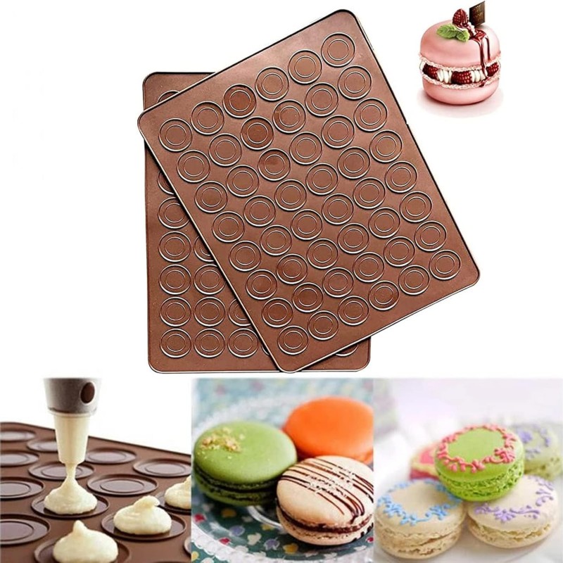 2 PCS 48 Capacity Macaron Silicone Baking Mat Baking Sheet Muffin DIY Chocolate Cookie Mould