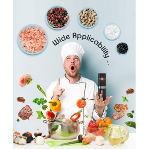 Electric Salt and Pepper Grinder Set, New Rechargeable Salt and Pepper Mill with Charging Base, Adjustable Coarseness Shakers with LED Light, One Hand Operation for Kitchen Appliances Gifts for Women