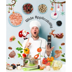 Electric Salt and Pepper Grinder Set, New Rechargeable Salt and Pepper Mill with Charging Base, Adjustable Coarseness Shakers with LED Light, One Hand Operation for Kitchen Appliances Gifts for Women