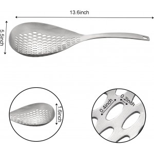 Suwimut 2 Pack Skimmer Slotted Spoon, 13.6 Inch Large Stainless Steel Skimmer Ladle Spoon Spider Strainer with Handle and Hanging Holes, Fryer Scoop Kitchen Colander for Cooking, Draining and Frying