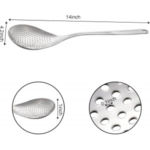 Suwimut 2 Pack Skimmer Slotted Spoon, 13.6 Inch Large Stainless Steel Skimmer Ladle Spoon Spider Strainer with Handle and Hanging Holes, Fryer Scoop Kitchen Colander for Cooking, Draining and Frying