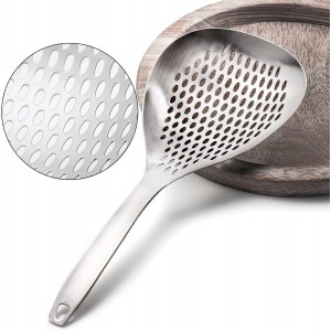Suwimut 2 Pack Skimmer Slotted Spoon, 13.6 Inch Large Stainless Steel Skimmer Ladle Spoon Spider Strainer with Handle and Hanging Holes, Fryer Scoop Kitchen Colander for Cooking, Draining and Frying