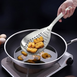 Suwimut 2 Pack Skimmer Slotted Spoon, 13.6 Inch Large Stainless Steel Skimmer Ladle Spoon Spider Strainer with Handle and Hanging Holes, Fryer Scoop Kitchen Colander for Cooking, Draining and Frying