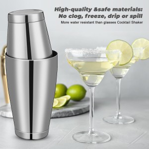 Sabary 6 Pcs Cocktail Shakers Professional Bar Shaker Boston Set Stainless Steel Martini Drink Mixer Basic Tool Weighted Shake Metal Can Cocktail Shaker Set, 18 Oz, 28 oz (Silver)