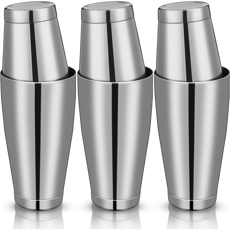 Sabary 6 Pcs Cocktail Shakers Professional Bar Shaker Boston Set Stainless Steel Martini Drink Mixer Basic Tool Weighted Shake Metal Can Cocktail Shaker Set, 18 Oz, 28 oz (Silver)