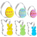 Easter Cookie Cutter Set - 6 Piece Easter Bunny and Egg Cookie Cutters - Stainless Steel Assorted Sizes