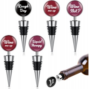 Therwen Set of 5 Funny Wine Bottle Stopp...