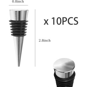10 Pcs Wine Bottle Stopper Set Kit, Resin Wine Bottle Stoppers Molds Set Accessories, Wine Stopper for Silicone Molds Epoxy Resin (Metal Silver)