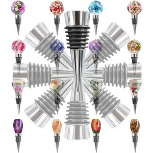 10 Pcs Wine Bottle Stopper Set Kit, Resin Wine Bottle Stoppers Molds Set Accessories, Wine Stopper for Silicone Molds Epoxy Resin (Metal Silver)
