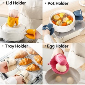 Silicone Oven Mitts Heat Resistant Mini Oven Gloves and Pot Holders Set for Kitchen Non Slip Waterproof Pinch Grips for Cooking and Baking Set of 2