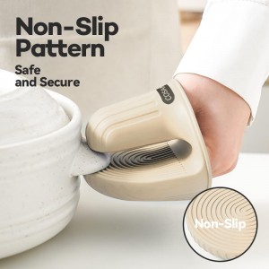 Silicone Oven Mitts Heat Resistant Mini Oven Gloves and Pot Holders Set for Kitchen Non Slip Waterproof Pinch Grips for Cooking and Baking Set of 2