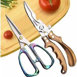 Poultry Shears 2-Pack, Heavy Duty Meat Scissors, Stainless Steel Spring Loaded, Turkey & Chicken Shears, Food Scissors