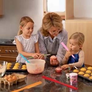 5pcs Silicone Jar Spatulas set, Cake Cream Spatulas Set, 9.8 inch Non-Stick Heat Resistant Mixing Butter Spatulas Baking Scrapers for Jars Blenders Cooking Stirring