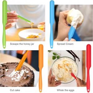 5pcs Silicone Jar Spatulas set, Cake Cream Spatulas Set, 9.8 inch Non-Stick Heat Resistant Mixing Butter Spatulas Baking Scrapers for Jars Blenders Cooking Stirring