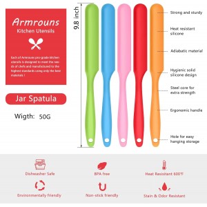 5pcs Silicone Jar Spatulas set, Cake Cream Spatulas Set, 9.8 inch Non-Stick Heat Resistant Mixing Butter Spatulas Baking Scrapers for Jars Blenders Cooking Stirring
