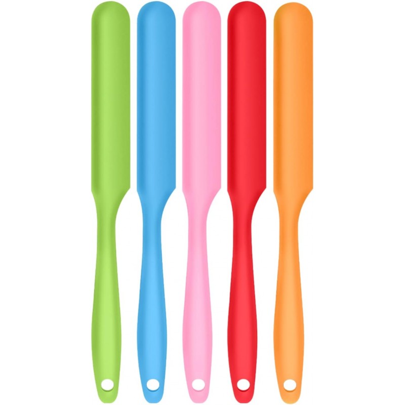 5pcs Silicone Jar Spatulas set, Cake Cream Spatulas Set, 9.8 inch Non-Stick Heat Resistant Mixing Butter Spatulas Baking Scrapers for Jars Blenders Cooking Stirring