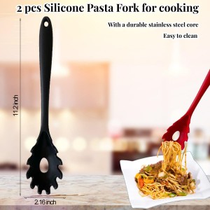 Silicone Pasta Fork, 2Pcs Spaghetti Spoon Pasta Fork High Heat Resistant 480°F Hygienic Spaghetti Server Food Grade Pasta Spoons BPA Free Noodle Spoon