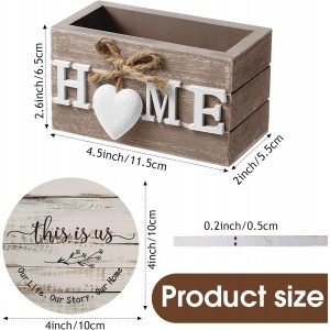 Queekay Coasters Set of 6 House Warming Gifts New Home Wooden Farmhouse Drink Coasters with Holder 4'' Funny Decoration for Kitchen Family Coffee Bar Tabletop Protection(Farmhouse Color)