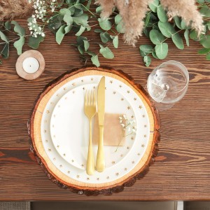 TaoBary 100 Pcs Disposable Wooden Slice Woven Paper Placemats Rustic Charger Place Mat Bulk Table Paper Placemat for Birthday Wedding Dinner Party (Wooden Slice)