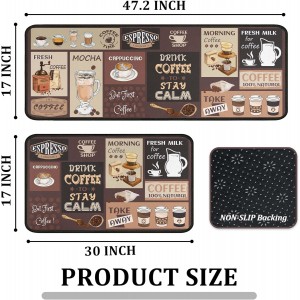 Coffee Kitchen Rugs and Mats Non-Slip, Washable, Stain and Fade Resistant, Suitable for Kitchen Mat Set of 2 Coffee Kitchen Decor 17