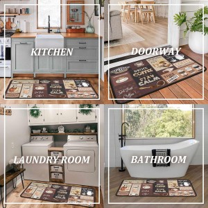 Coffee Kitchen Rugs and Mats Non-Slip, Washable, Stain and Fade Resistant, Suitable for Kitchen Mat Set of 2 Coffee Kitchen Decor 17