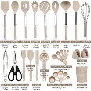 Silicone Cooking Utensils Set, 28 Pcs Kitchen Utensils Set 446°F Heat Resistant Spatula Set, Food Grade Silicone and Stainless Steel Handle Kitchen Gadgets for Nonstick Cookware BPA Free