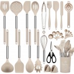 Silicone Cooking Utensils Set, 28 Pcs Kitchen Utensils Set 446°F Heat Resistant Spatula Set, Food Grade Silicone and Stainless Steel Handle Kitchen Gadgets for Nonstick Cookware BPA Free