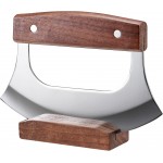Ulu Knife - Sharp Rocker Mezzaluna Knife with Stand for Cutter Pizza, Meat, Vegetables, Herb, Salad, Stainless Steel Blade, Walnut Wood Handle, Kitchen Essentials Accessories and Gadgets Tools