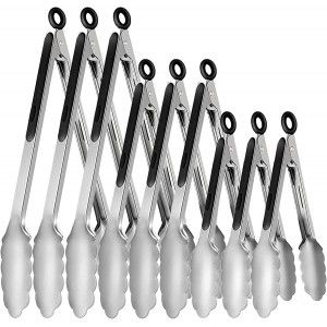 9 Pieces Stainless Steel Kitchen Tongs G...