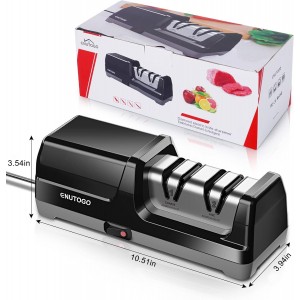 Knife Sharpener, Professional 2-Stages Eleltric Knife Sharpeners with Diamond Abrasives for 20-Degree Straight Edge, Knife Sharpener for Kitchen Knives with Sharpening and Polishing
