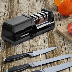 Knife Sharpener, Professional 2-Stages Eleltric Knife Sharpeners with Diamond Abrasives for 20-Degree Straight Edge, Knife Sharpener for Kitchen Knives with Sharpening and Polishing