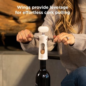 Rabbit Premium Wine Wing Corkscrew Wine Opener and Bottle Opener, Pearl 2.36 x 1.97 x 7.68 IN