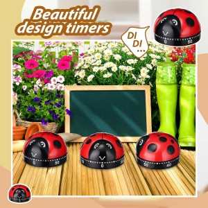 4 Pcs Ladybug Kitchen Timers for Cooking Cute Ladybug Cooking 60 Minute Mechanical Timer Red Black Kitchen Alarm Clock for Kids Reading Do Sports Baking Gifts, No Battery Required