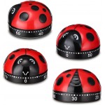4 Pcs Ladybug Kitchen Timers for Cooking Cute Ladybug Cooking 60 Minute Mechanical Timer Red Black Kitchen Alarm Clock for Kids Reading Do Sports Baking Gifts, No Battery Required