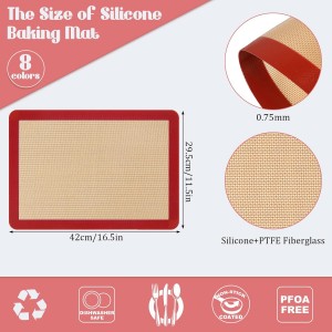 Nuanchu 8 Pieces Silicone Baking Mat Non-stick Silicone Baking Half Sheet 16.5'' x 11.6'' Silicones Cookie Sheet Easy Clean Oven Cookie Liner for Oven Making, Macaroon, Bread Pastry(Multi Color)
