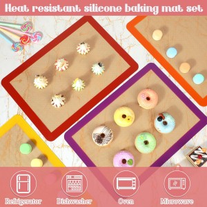 Nuanchu 8 Pieces Silicone Baking Mat Non-stick Silicone Baking Half Sheet 16.5'' x 11.6'' Silicones Cookie Sheet Easy Clean Oven Cookie Liner for Oven Making, Macaroon, Bread Pastry(Multi Color)