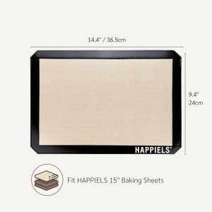 HAPPIELS NonStick Baking Mats for 15 inch Sheets 2-Pack | Silicone Nonstick Baking Mats 10 x 15 inches | Cookie Sheet Mat 10x15 | | Silicon Mats 15x10 in