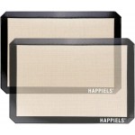 HAPPIELS NonStick Baking Mats for 15 inch Sheets 2-Pack | Silicone Nonstick Baking Mats 10 x 15 inches | Cookie Sheet Mat 10x15 | | Silicon Mats 15x10 in