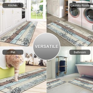 HEBE Anti Fatigue Kitchen Mat Set of 2 Non Slip Cushioned Kitchen Mats for Floor Waterproof Farmhouse Kitchen Rugs and Mats Set Comfort Standing Desk Mat Carpet for Sink,Office,Laundry