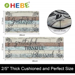 HEBE Anti Fatigue Kitchen Mat Set of 2 Non Slip Cushioned Kitchen Mats for Floor Waterproof Farmhouse Kitchen Rugs and Mats Set Comfort Standing Desk Mat Carpet for Sink,Office,Laundry