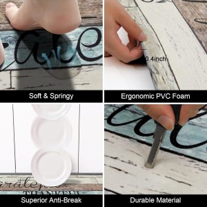 HEBE Anti Fatigue Kitchen Mat Set of 2 Non Slip Cushioned Kitchen Mats for Floor Waterproof Farmhouse Kitchen Rugs and Mats Set Comfort Standing Desk Mat Carpet for Sink,Office,Laundry