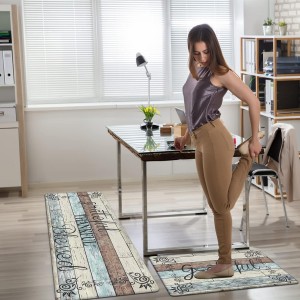 HEBE Anti Fatigue Kitchen Mat Set of 2 Non Slip Cushioned Kitchen Mats for Floor Waterproof Farmhouse Kitchen Rugs and Mats Set Comfort Standing Desk Mat Carpet for Sink,Office,Laundry